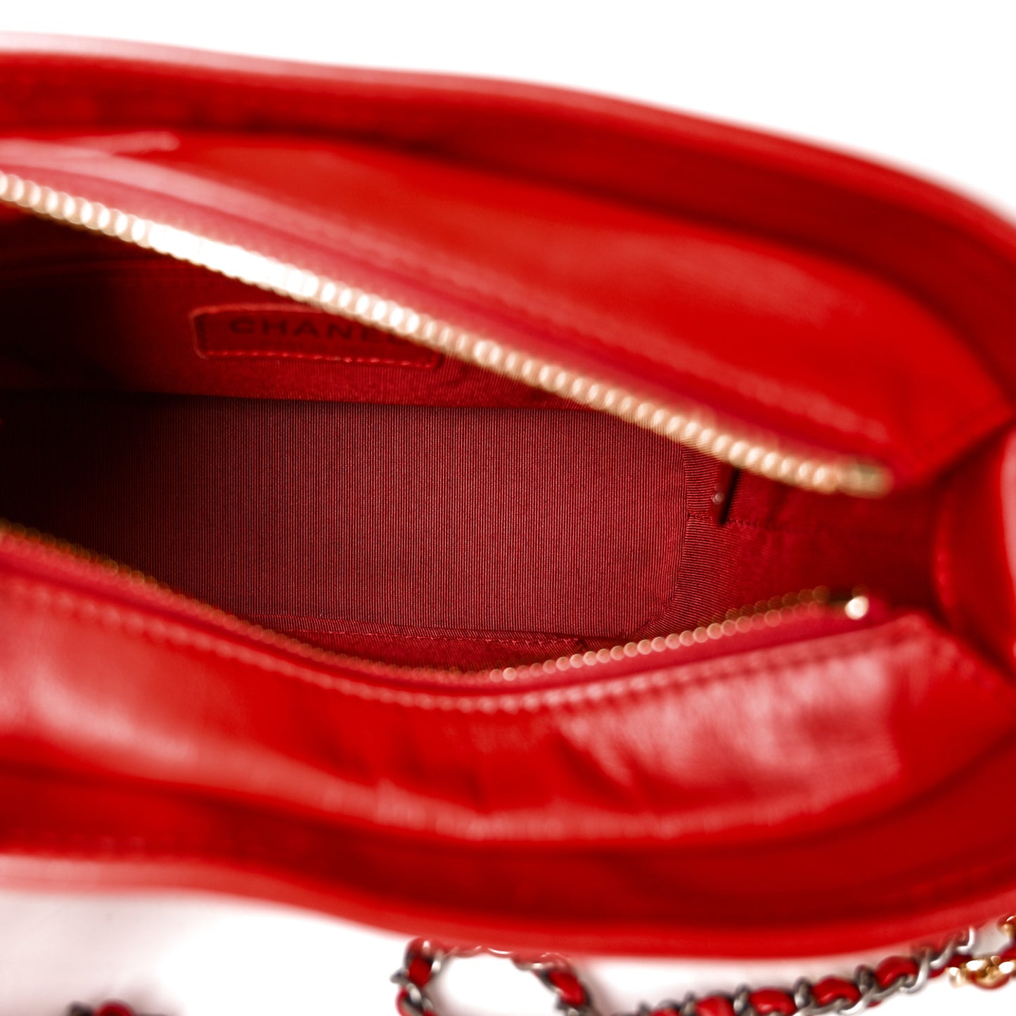 Aged Calfskin Chevron Quilted Small Gabrielle Hobo Red