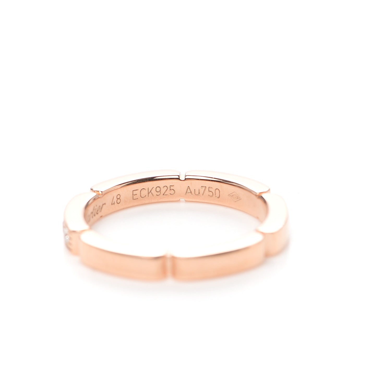 18K Pink Gold Diamond Maillon Panthere Wedding Band Ring 48 4.25