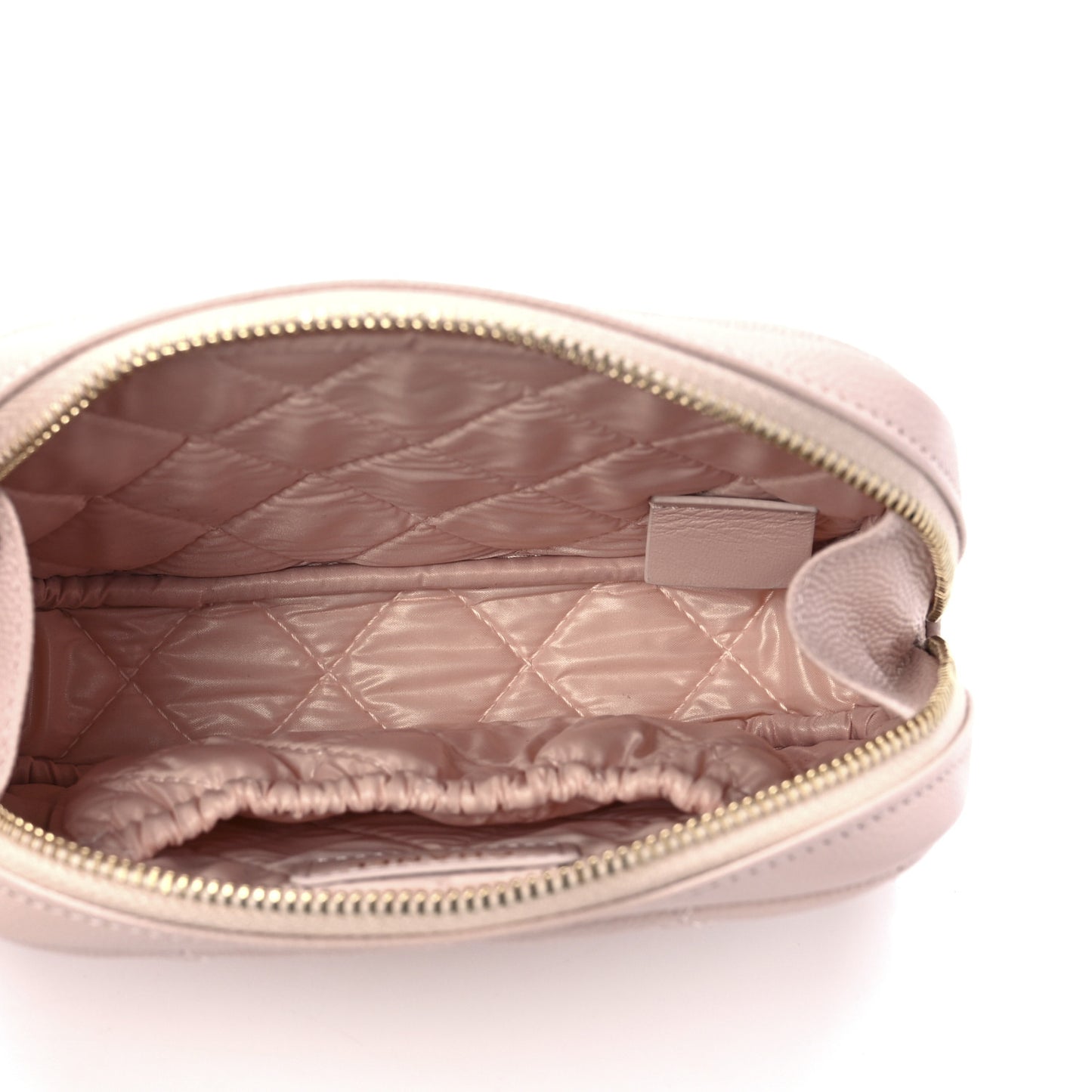 Caviar Quilted Small Curvy Pouch Cosmetic Case Light Pink