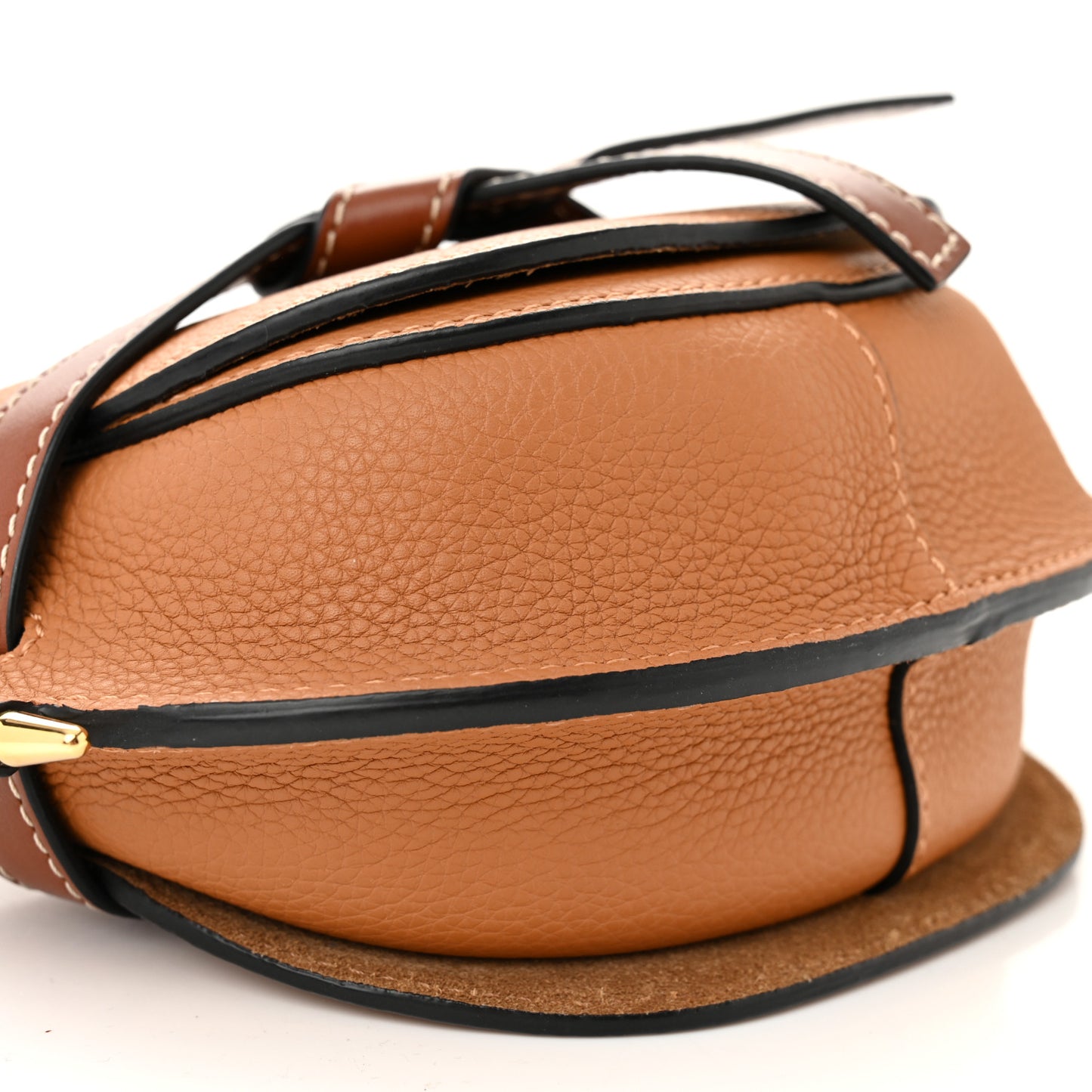 Grained Calfskin Mini Gate Crossbody Bag Caramel Pecan