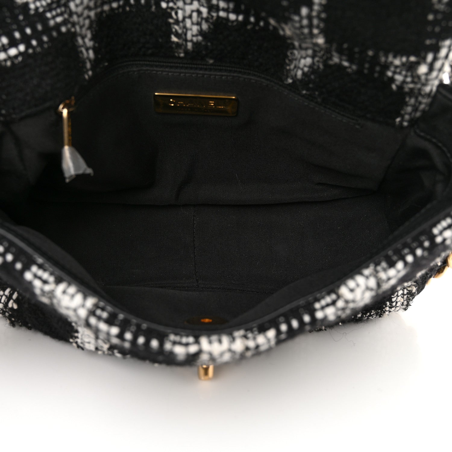 Chanel Tweed Quilted Medium Chanel 19 Flap Black White 5 of 10