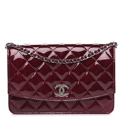 Chanel Patent Quilted Brilliant Wallet On Chain WOC Red 1 of 12