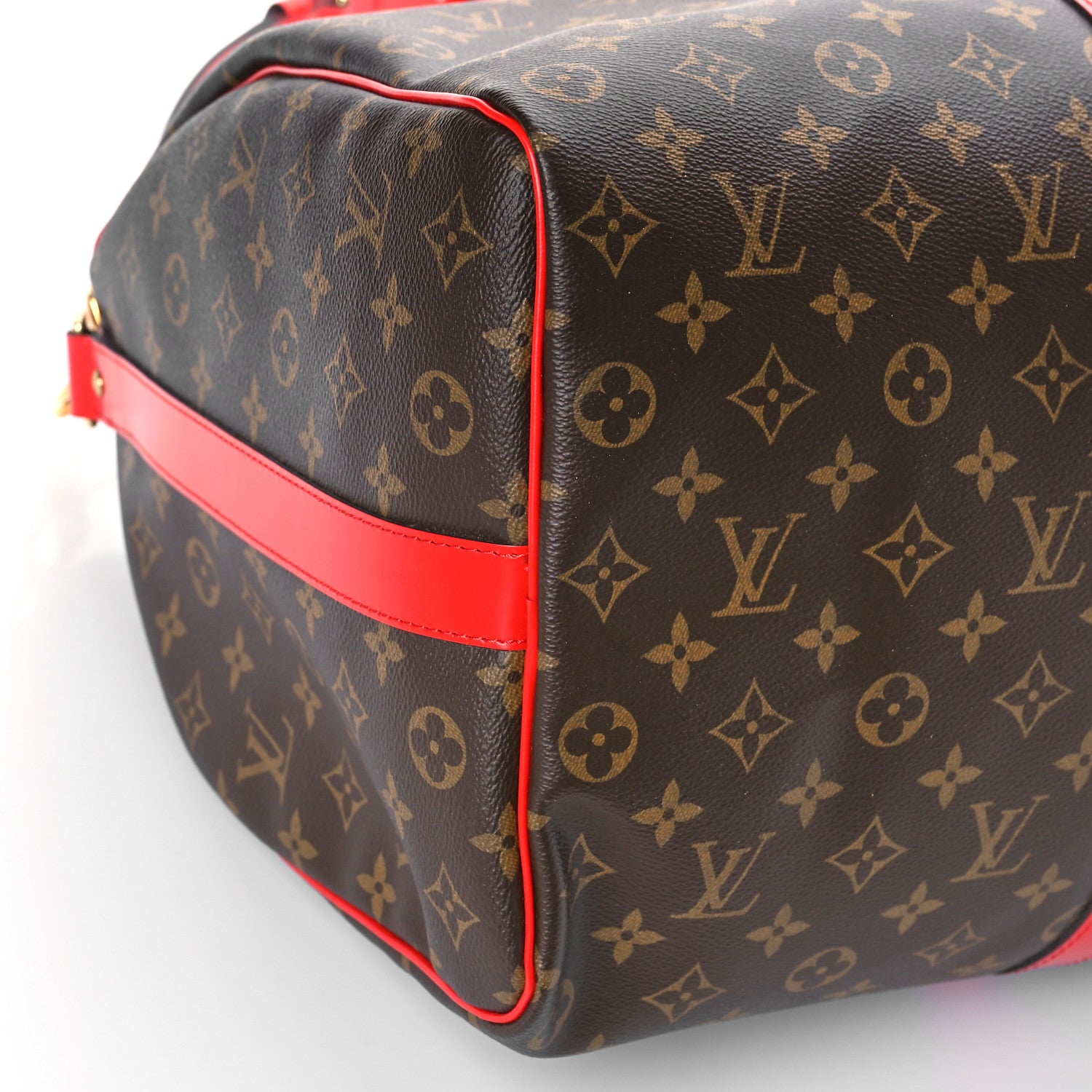 Louis Vuitton Calfskin Monogram Keepall Bandouliere 50 Coquelicot 8 of 9