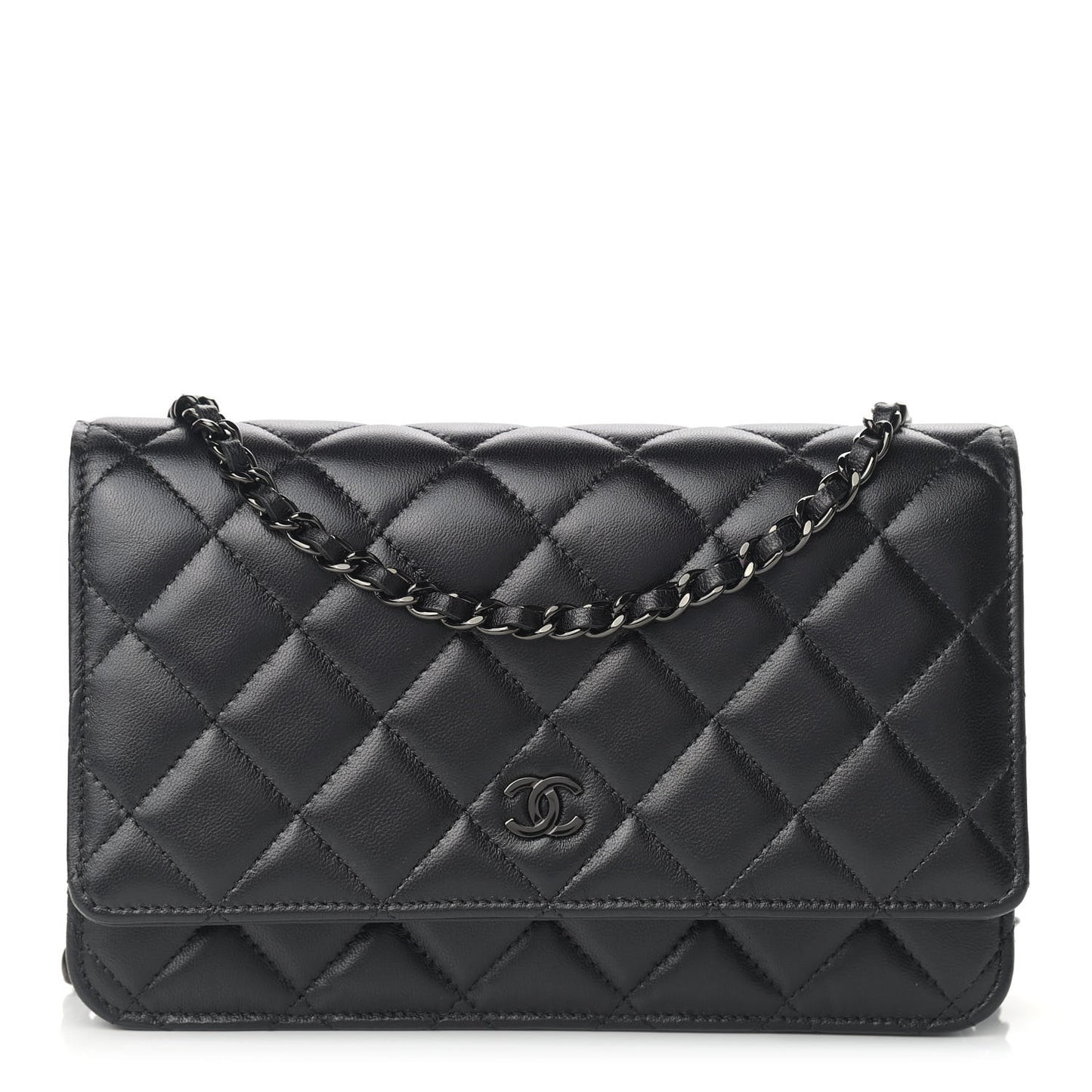 Lambskin Quilted Wallet On Chain WOC So Black