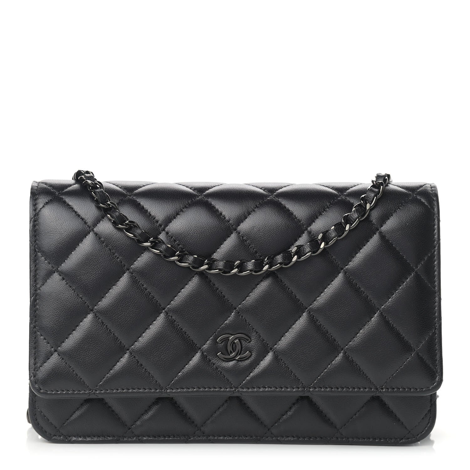 Chanel Lambskin Quilted Wallet On Chain WOC So Black 1 of 14