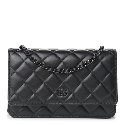 Chanel Lambskin Quilted Wallet On Chain WOC So Black 1 of 14