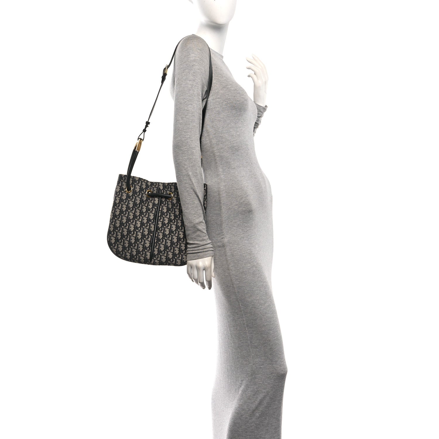 Christian Dior Oblique Medium Nolita Bucket Bag Blue 2 of 10