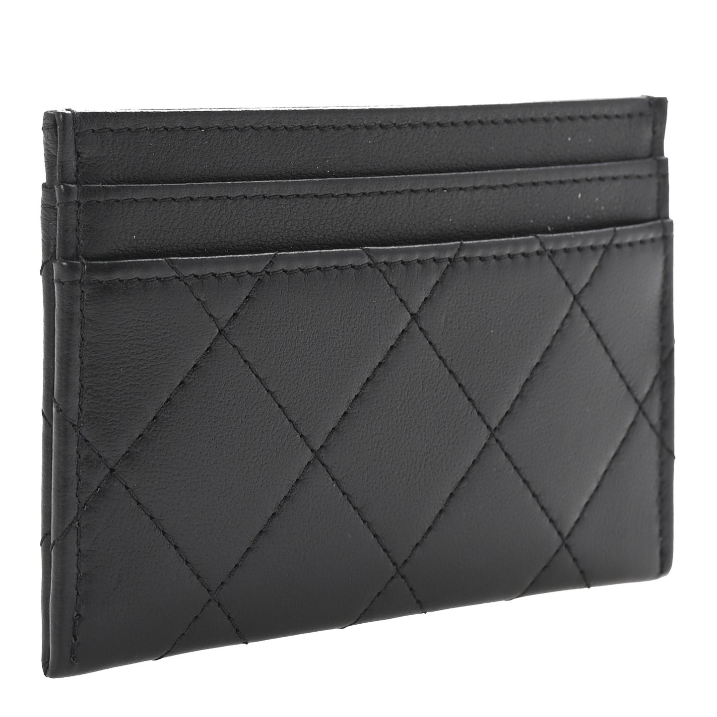 Calfskin Quilted Card Holder So Black