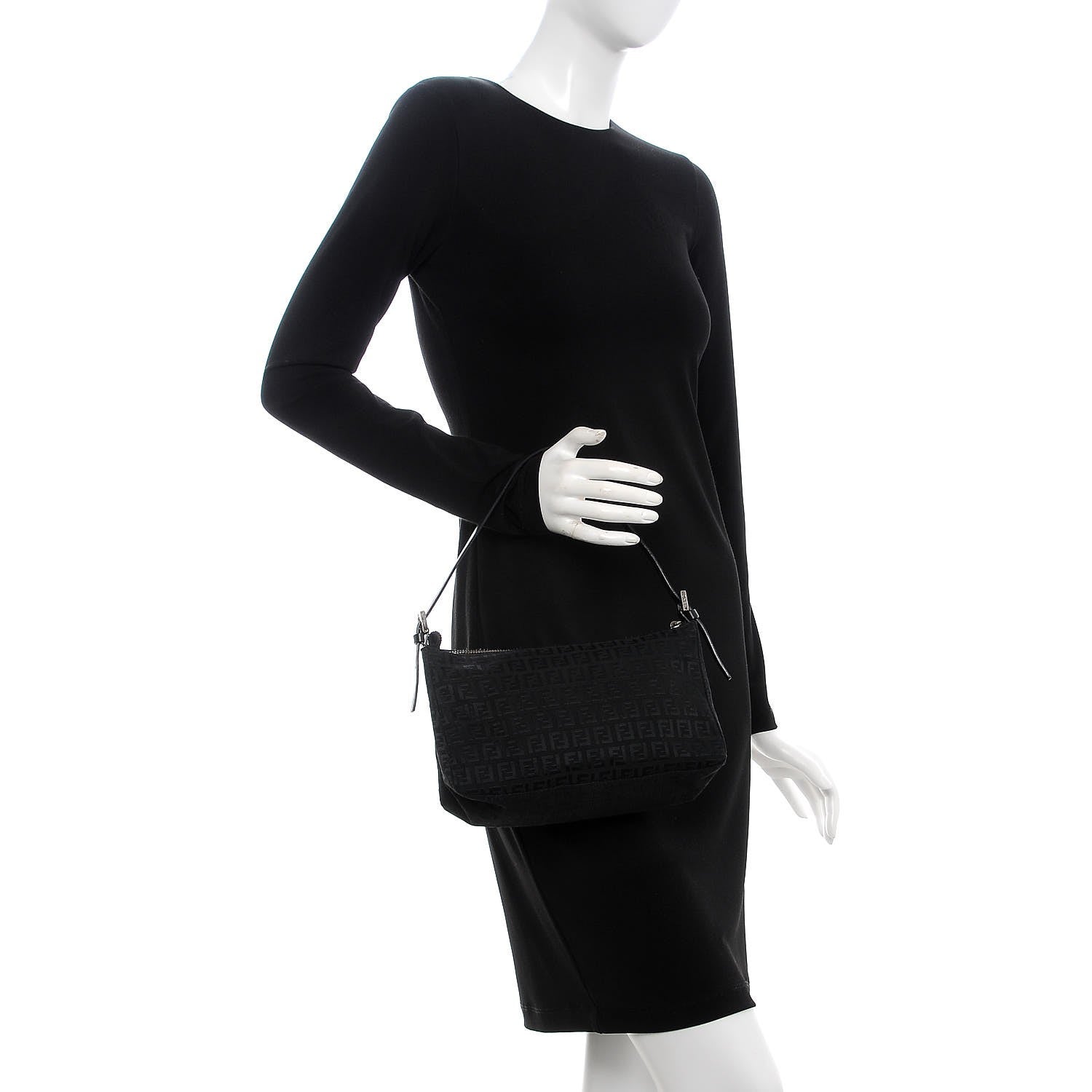 Fendi Zucchino Small Shoulder Bag Black 3 of 7