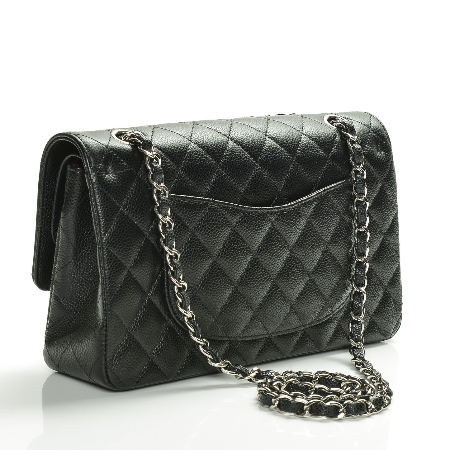 Caviar Quilted Medium Double Flap Black
