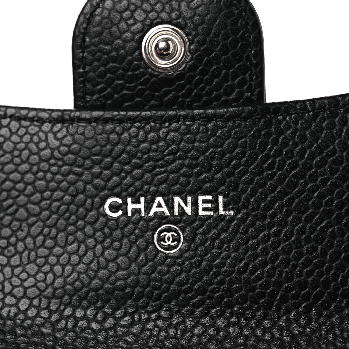 Caviar Quilted Flap Card Holder Wallet Black