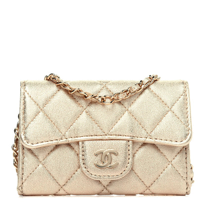 Chanel Metallic Lambskin Quilted Flap Chain Waist Bag Gold 1 of 15