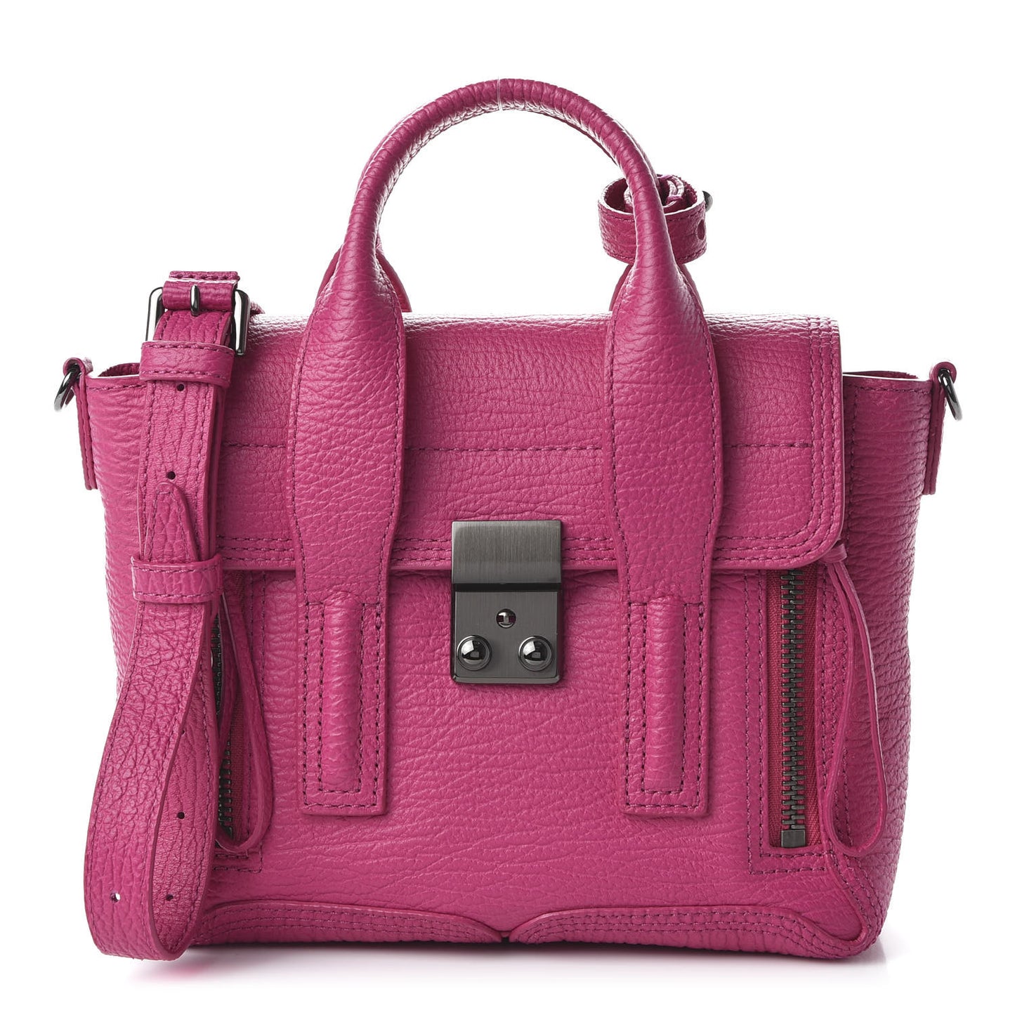 3.1 Textured Calfskin Mini Pashli Satchel Bright Fuchsia