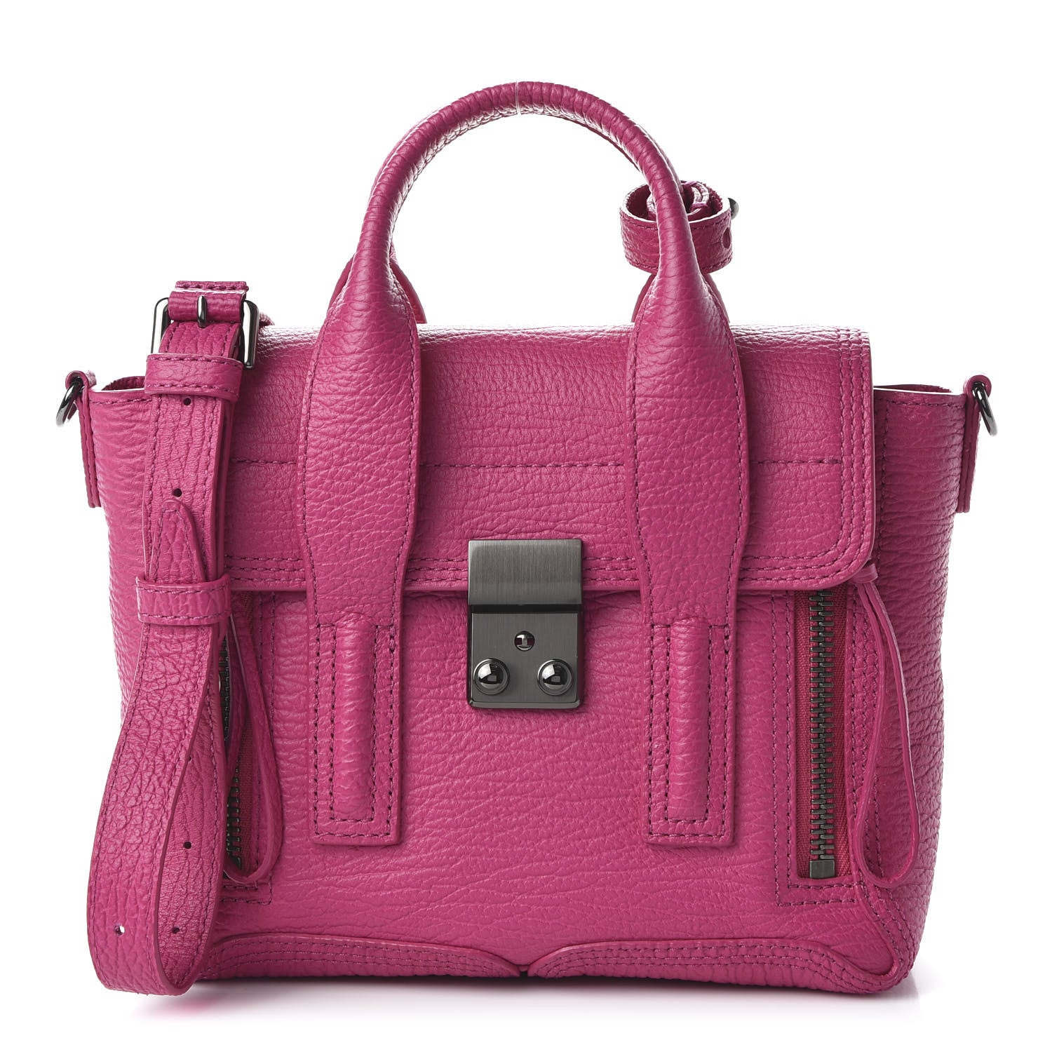 3.1 Phillip Lim 3.1 Textured Calfskin Mini Pashli Satchel Bright Fuchsia 1 of 9