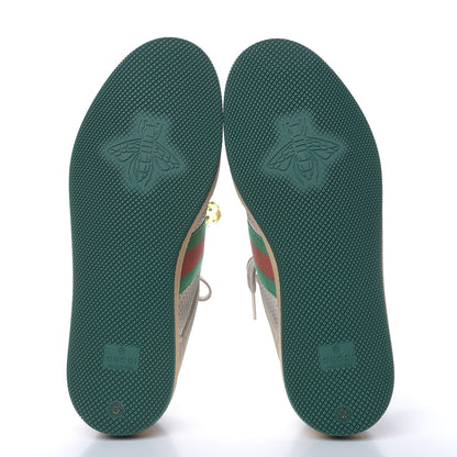 Gucci Nubuck Web Cherries Womens Screener Sneakers 39 Dusty Milk White Vintage Green 6 of 9