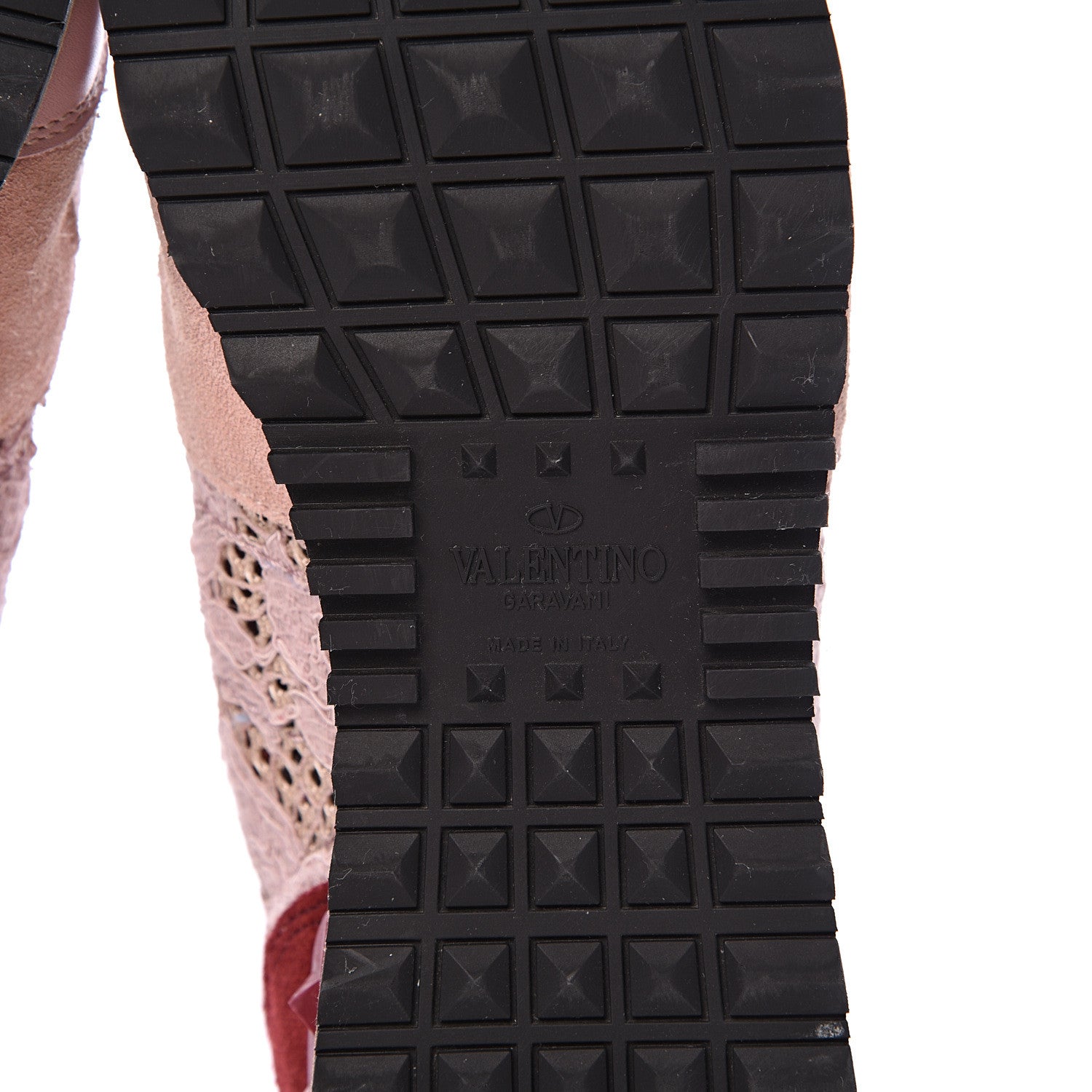 Valentino Garavani Macrame Lace Suede Womens Rockrunner Sneakers 36 Water Rose Multicolor 6 of 12
