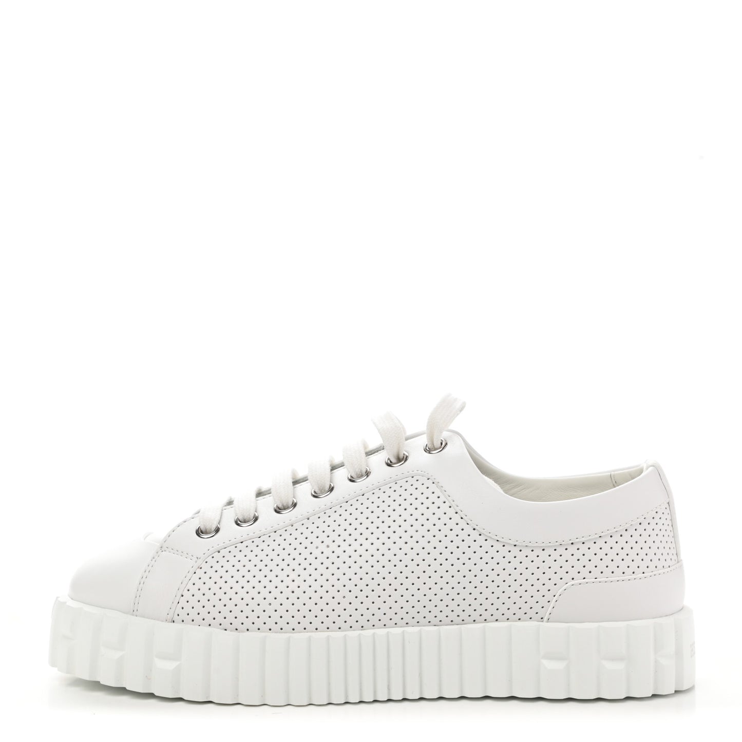 Perforated Calfskin Cross Sneakers 35.5 White