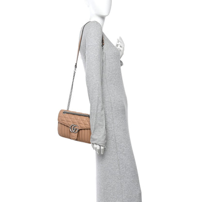 Gucci Calfskin Matelasse Aria Small GG Marmont Shoulder Bag Camelia 2 of 10