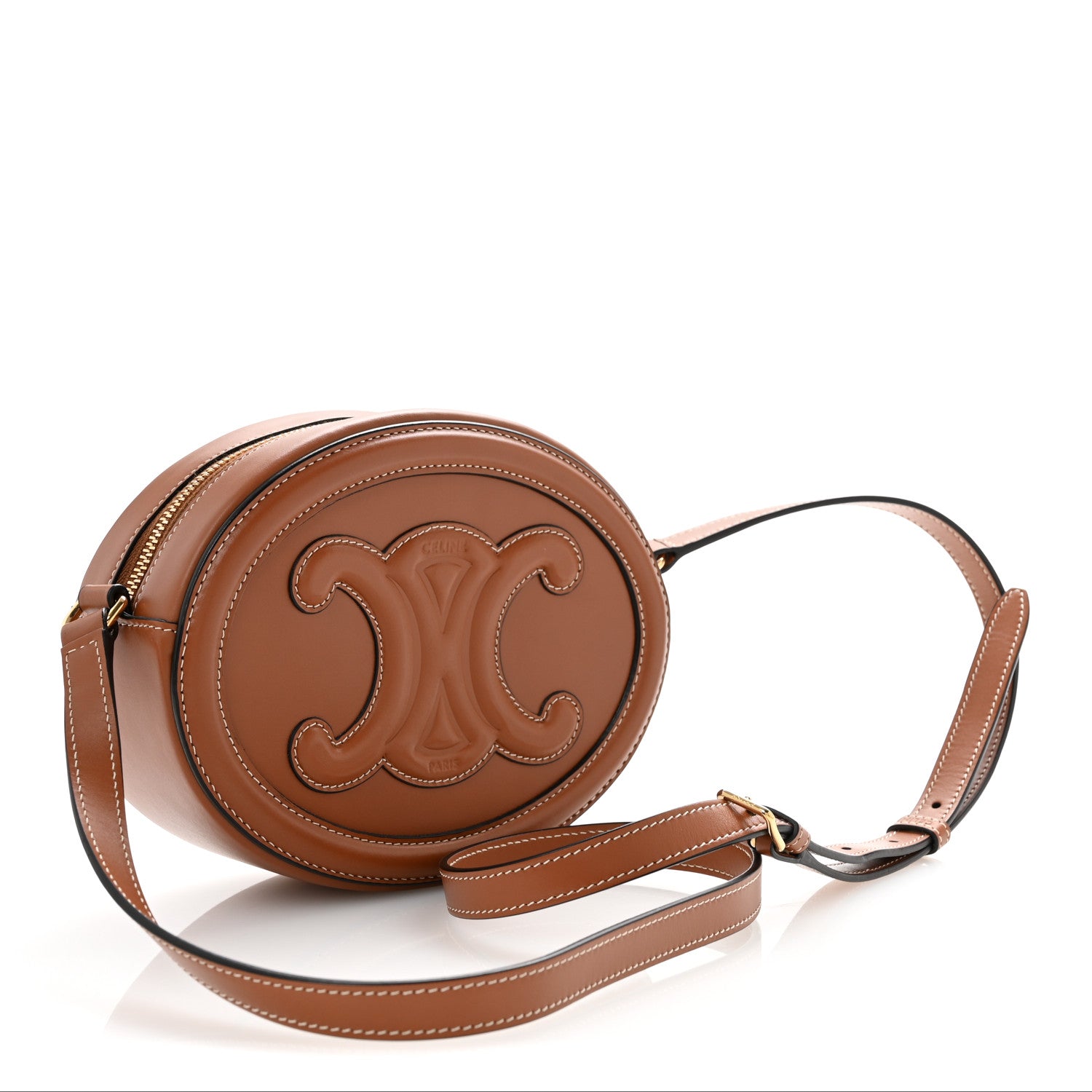 Celine Smooth Calfskin Cuir Triomphe Oval Bag Tan 3 of 12