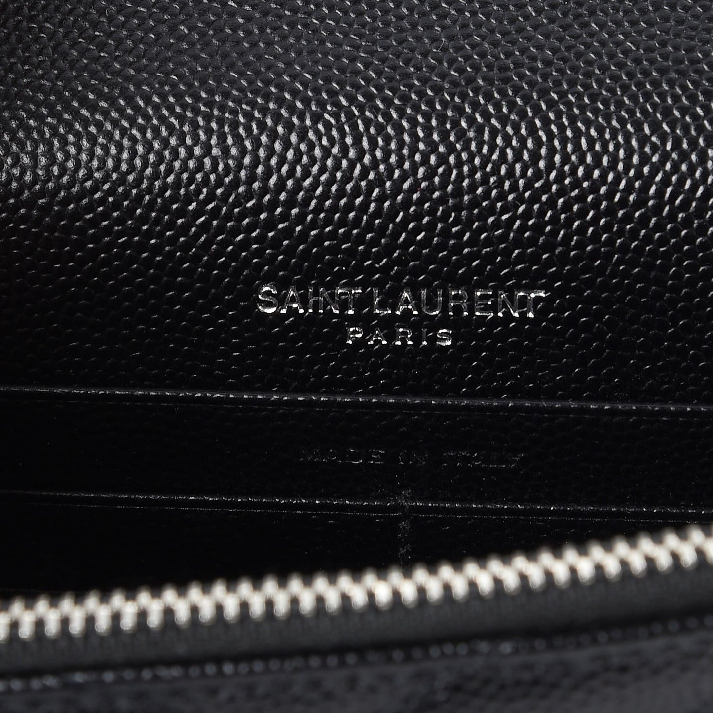 Grain De Poudre Matelasse Chevron Monogram Envelope Chain Wallet Black