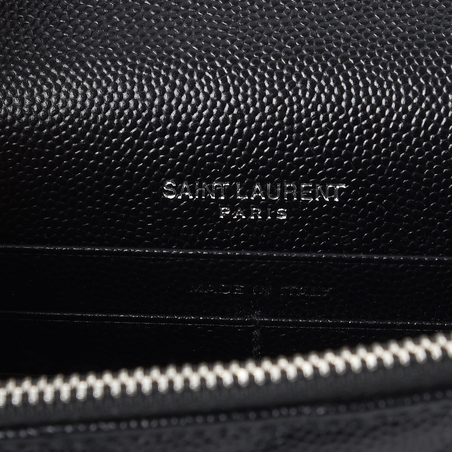 Saint Laurent Grain De Poudre Matelasse Chevron Monogram Envelope Chain Wallet Black 7 of 9