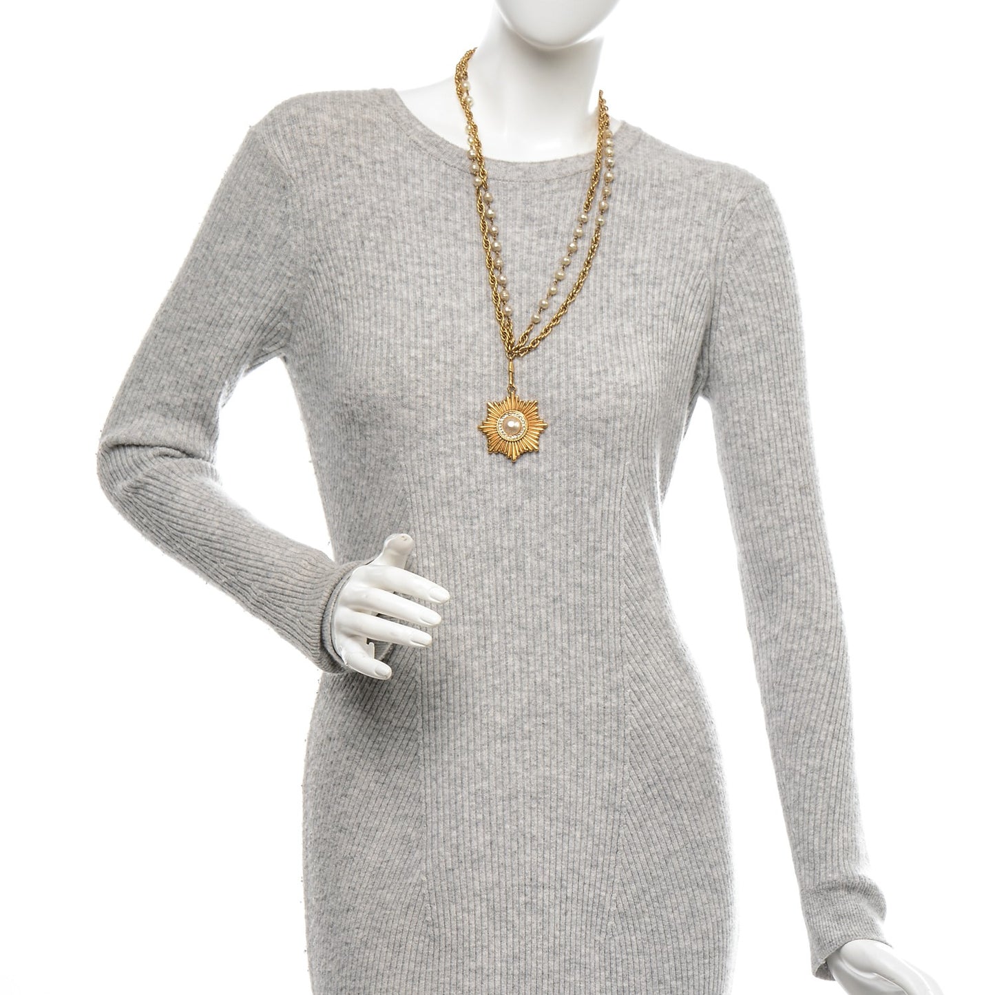 Pearl Crystal Necklace Gold