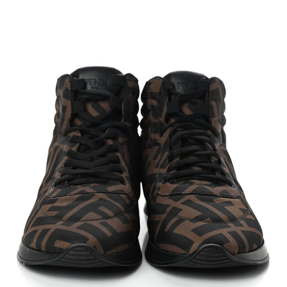 Fendi Nylon FF Reloaded High Top Sneakers 41 Tobacco Black 2 of 8
