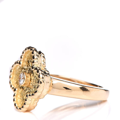 Van Cleef & Arpels 18K Yellow Gold Diamond Vintage Alhambra Ring 44 2.75 3 of 5