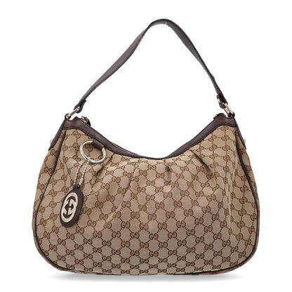 Gucci Monogram Medium Sukey Hobo Dark Brown 1 of 12