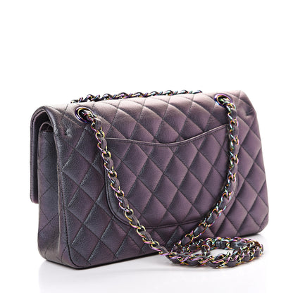 Chanel Iridescent Goatskin Quilted Medium Double Flap Purple 2 of 12