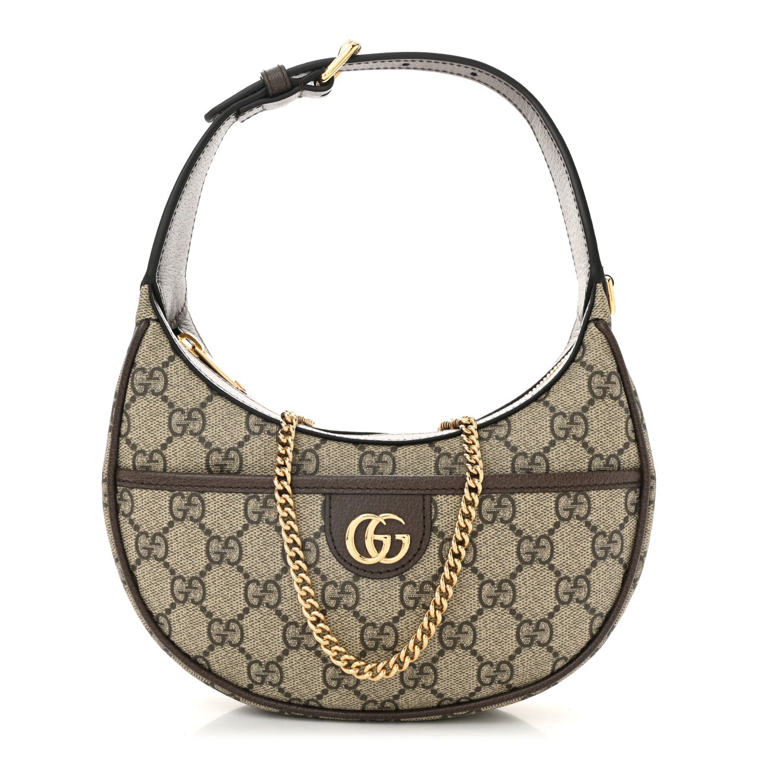 Gucci GG Supreme Monogram Textured Dollar Calfskin Small Ophidia Shoulder Bag Beige Ebony New Acero 1 of 10