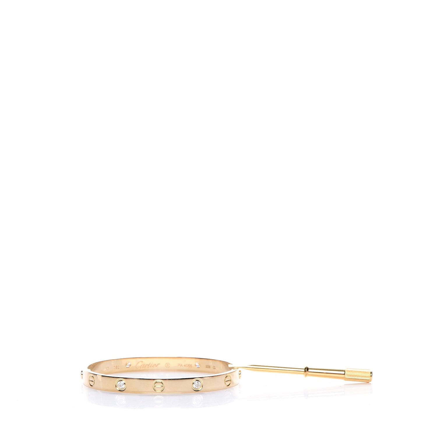 18K Yellow Gold 4 Diamond LOVE Bracelet 17