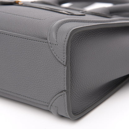 Celine Drummed Calfskin Nano Luggage Kohl 9 of 10