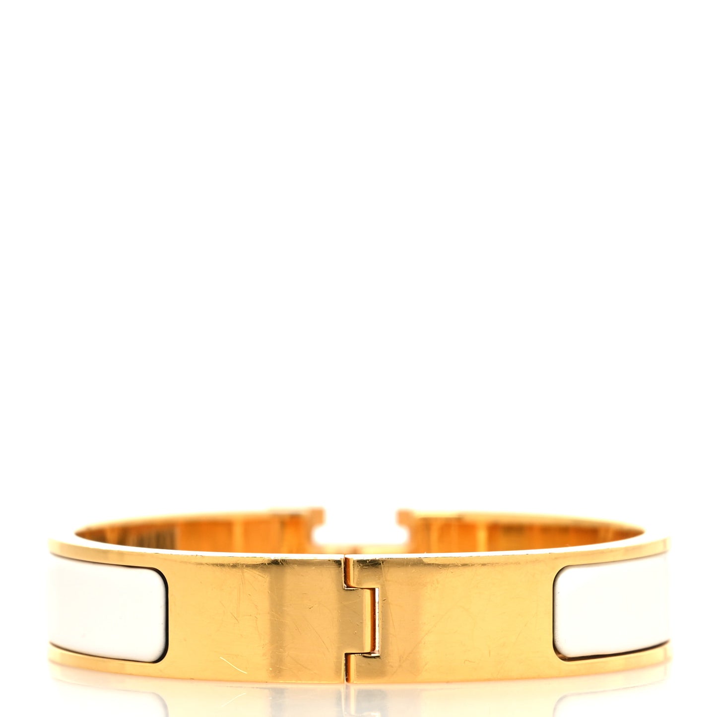 Enamel Narrow Clic Clac H Bracelet PM White