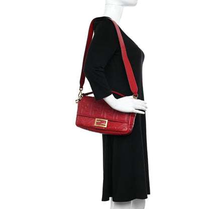 Fendi Nappa FF 1974 Embossed Baguette Fragola 2 of 10