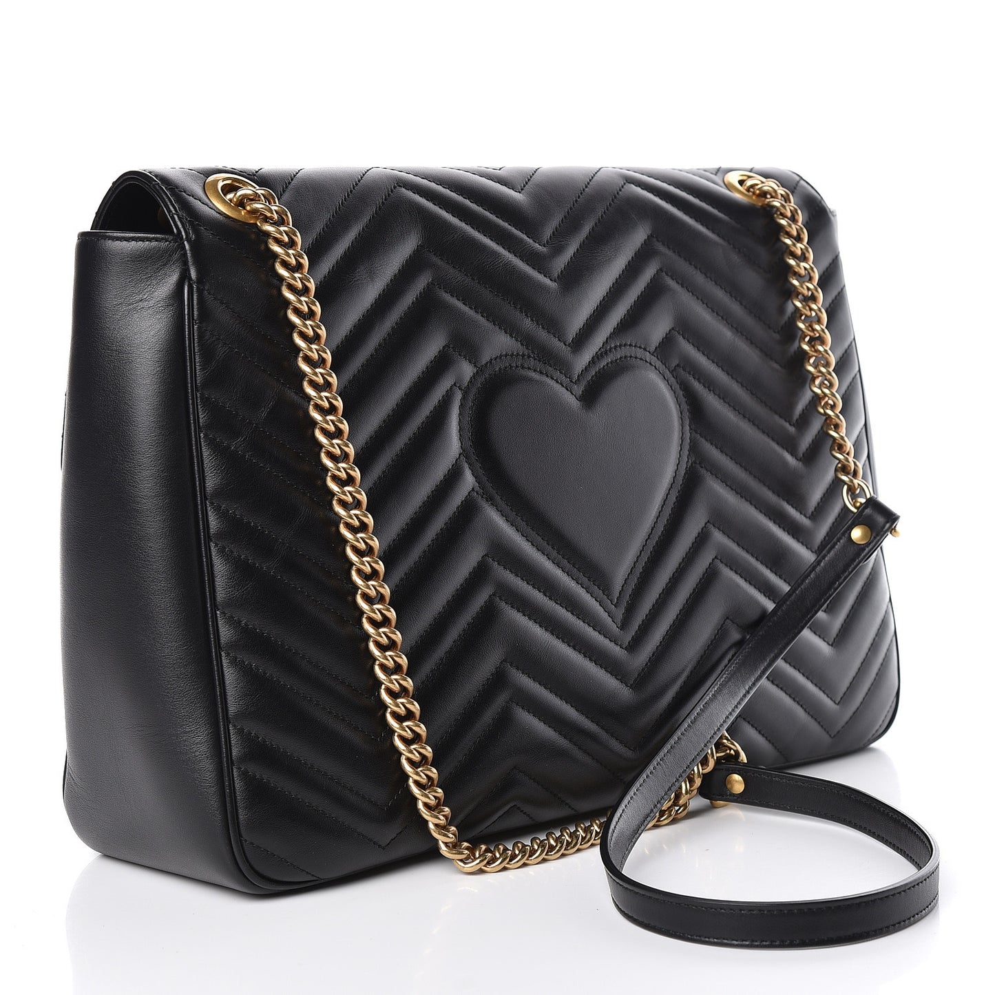Calfskin Matelasse Large GG Marmont Shoulder Bag Black