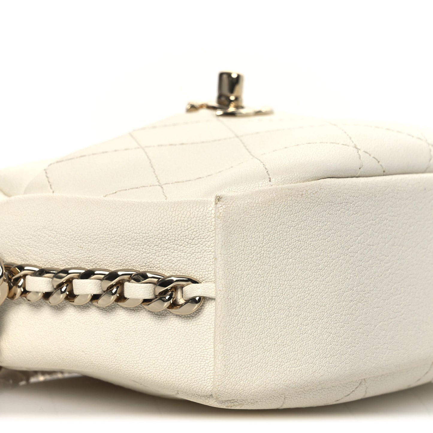 Goatskin Quilted Small Casual Trip Camera Case White