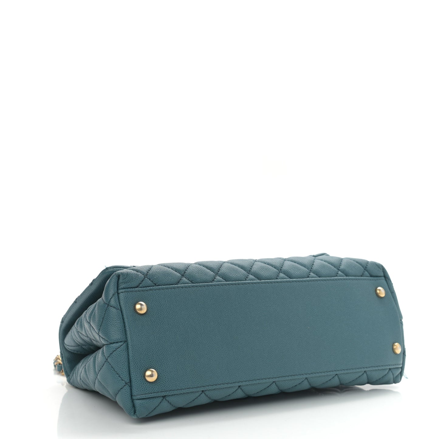Caviar Quilted Small Coco Handle Flap Dark Turqouise