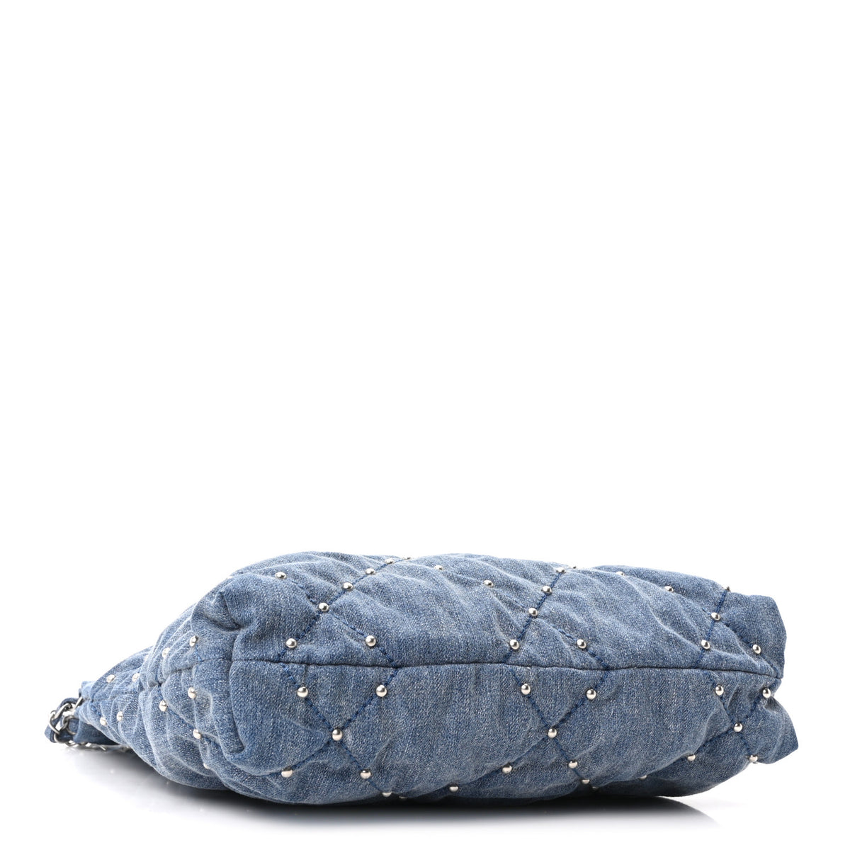 Washed Denim Quilted Studded Small Chanel 22 Blue