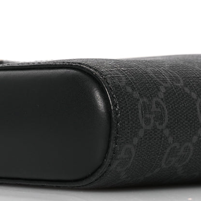 Gucci GG Supreme Monogram Web Small Flat Messenger Bag Black Grey 9 of 12