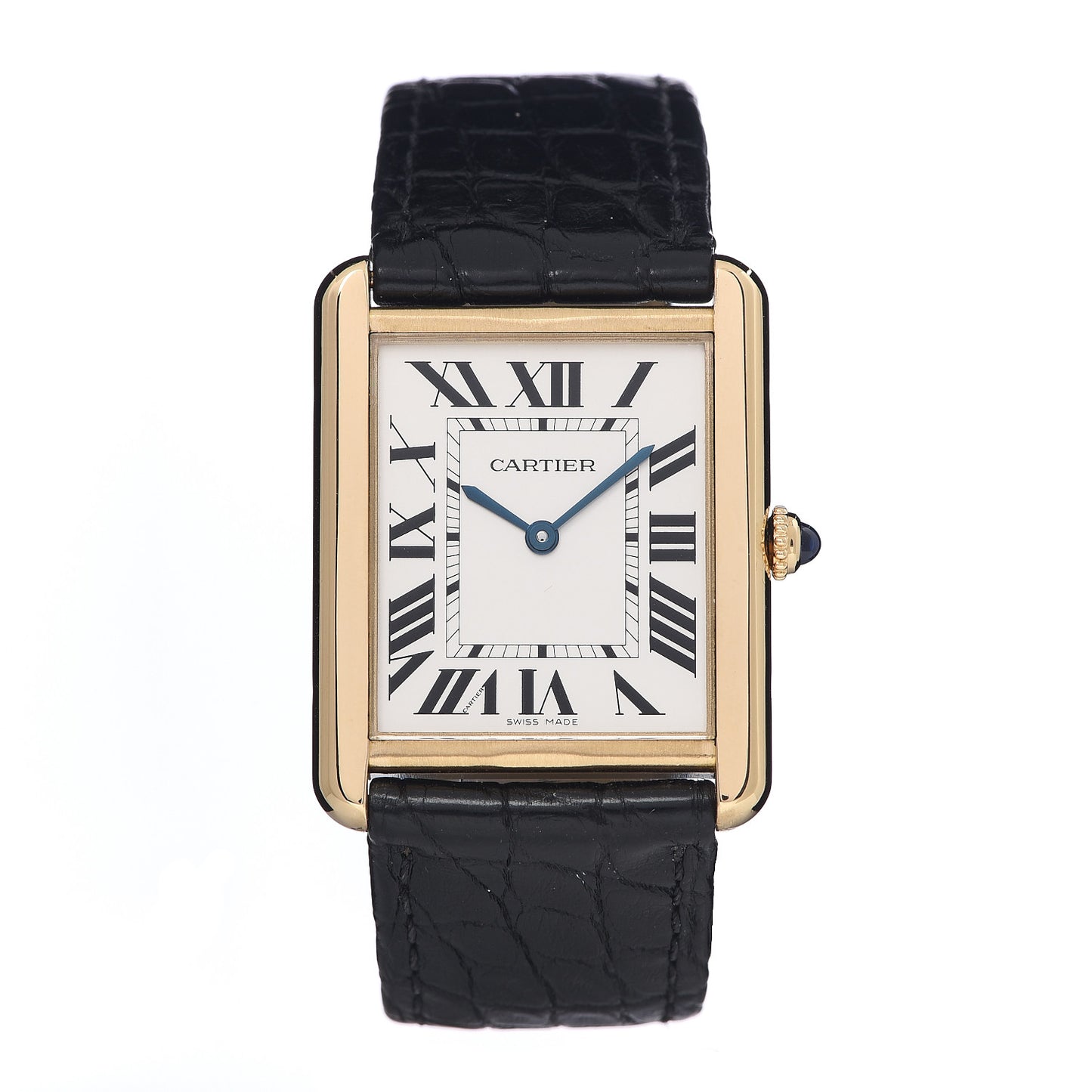 Stainless Steel 18K Yellow Gold Alligator 27mm Tank Solo Quartz Watch