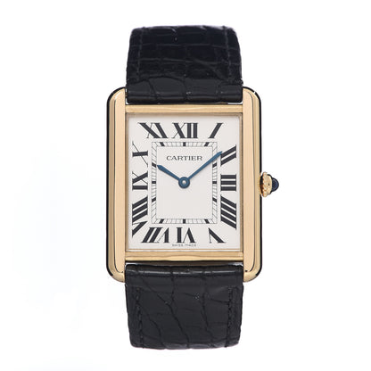 Cartier Stainless Steel 18K Yellow Gold Alligator 27mm Tank Solo Quartz Watch 1 of 8