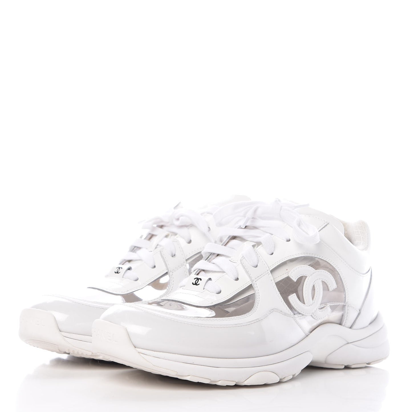Calfskin Patent Transparent Womens Sneakers 40 White