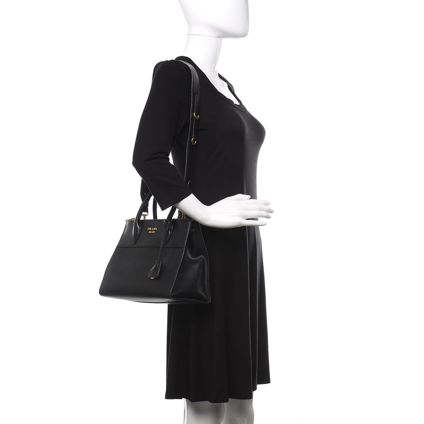 Saffiano City Calfskin Small Esplanade Tote Black