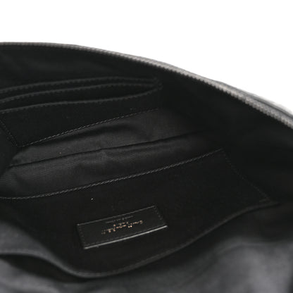 Saint Laurent Calfskin Crocodile Embossed Monogram Belt Bag Black 5 of 14