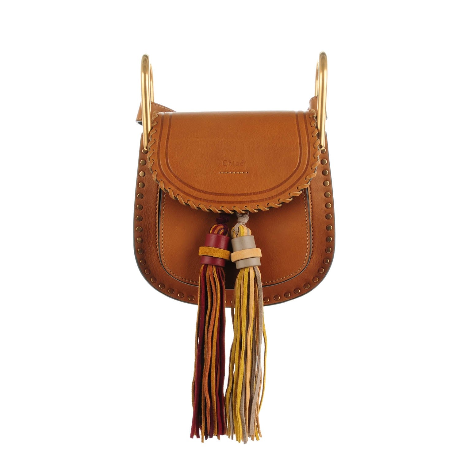Chloe Calfskin Suede Mini Hudson Tassel Shoulder Bag Mustard Brown 1 of 7