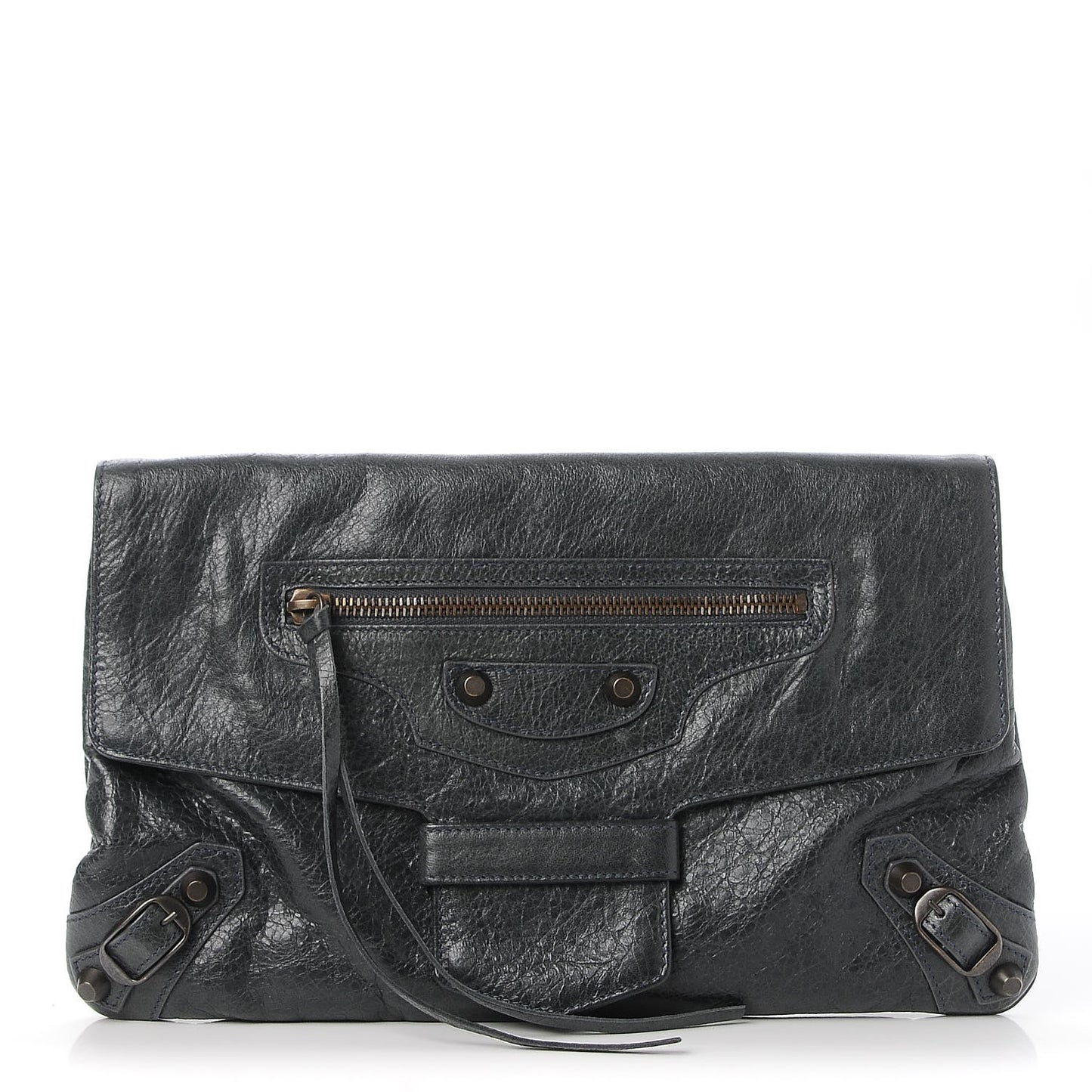 Agneau Classic Hardware Flap Clutch Anthracite