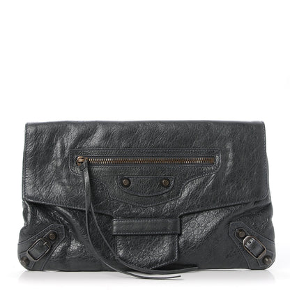 Balenciaga Agneau Classic Hardware Flap Clutch Anthracite 3 of 8