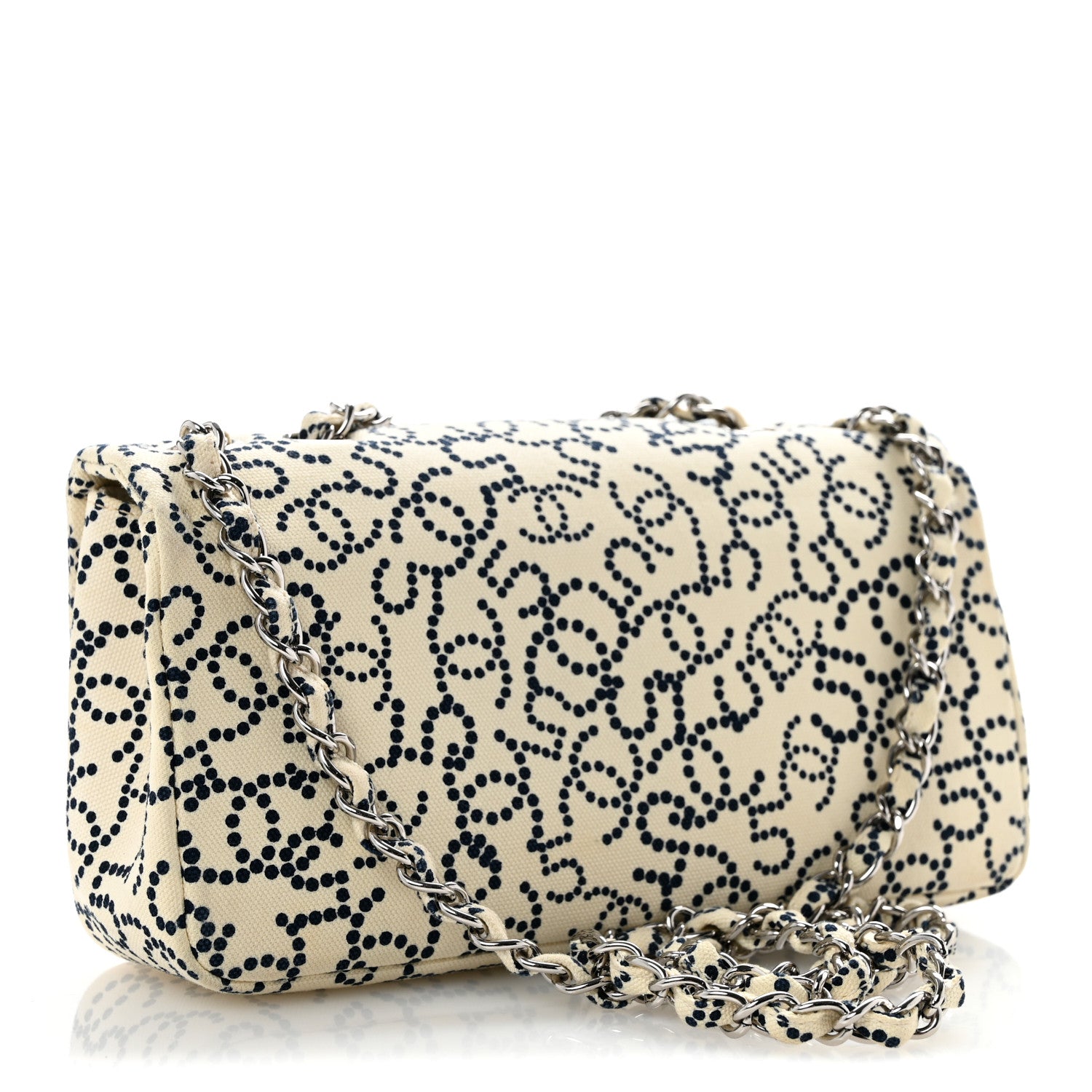 Chanel Canvas Medium Logo CC Flap  Beige Black 3 of 11