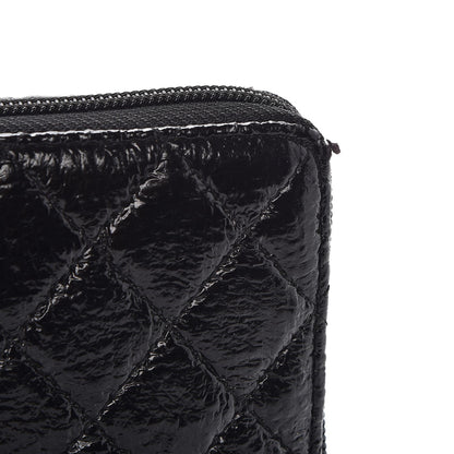 Chanel Crackled Patent Calfskin Large Gusset Zip Around Wallet Black 11 of 11